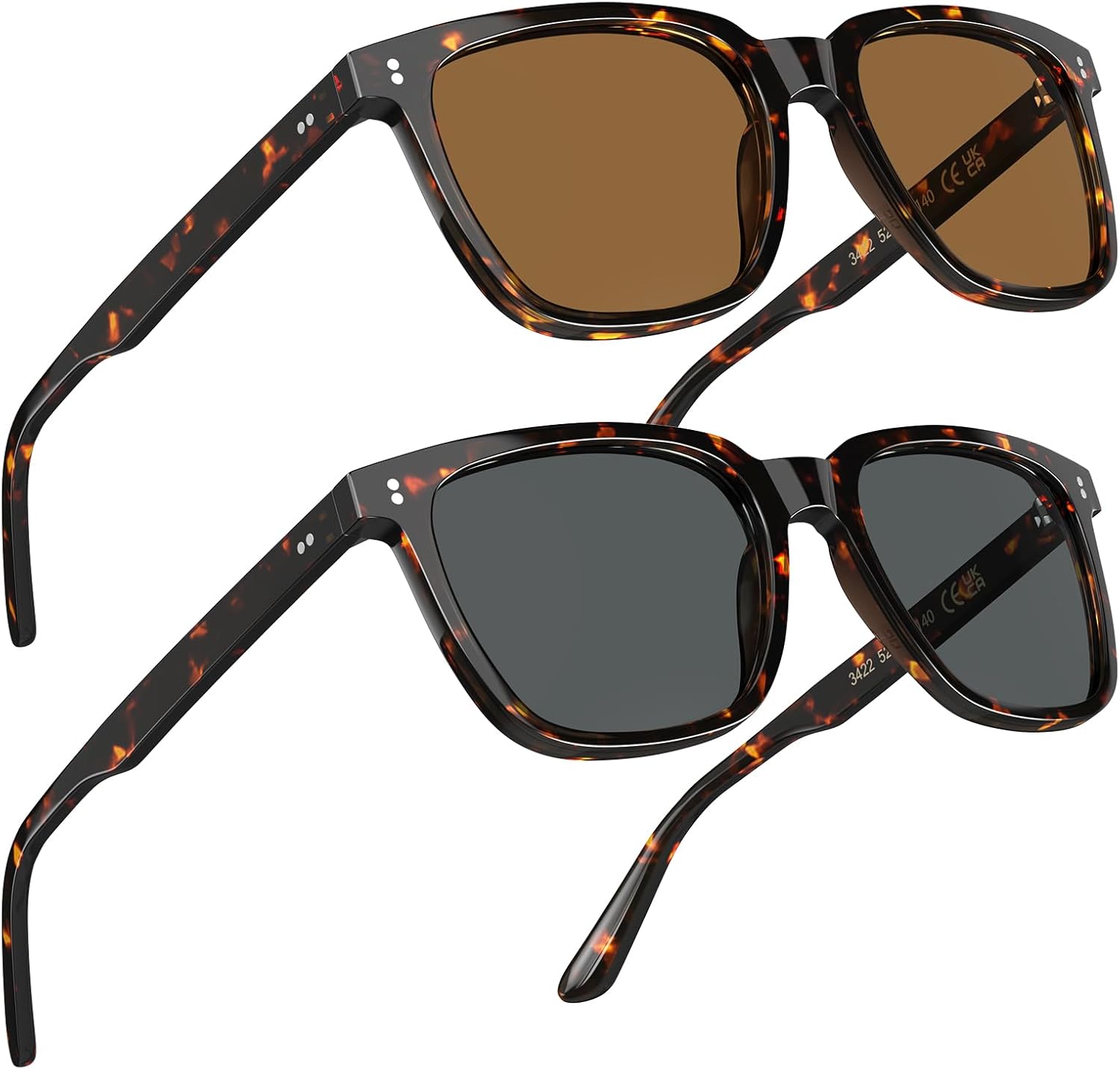2 Packs Retro Polarized Men's Sunglasses UV Protection for Driving Fishing Hiking Golf Outdoor Classic Sun Glasses
