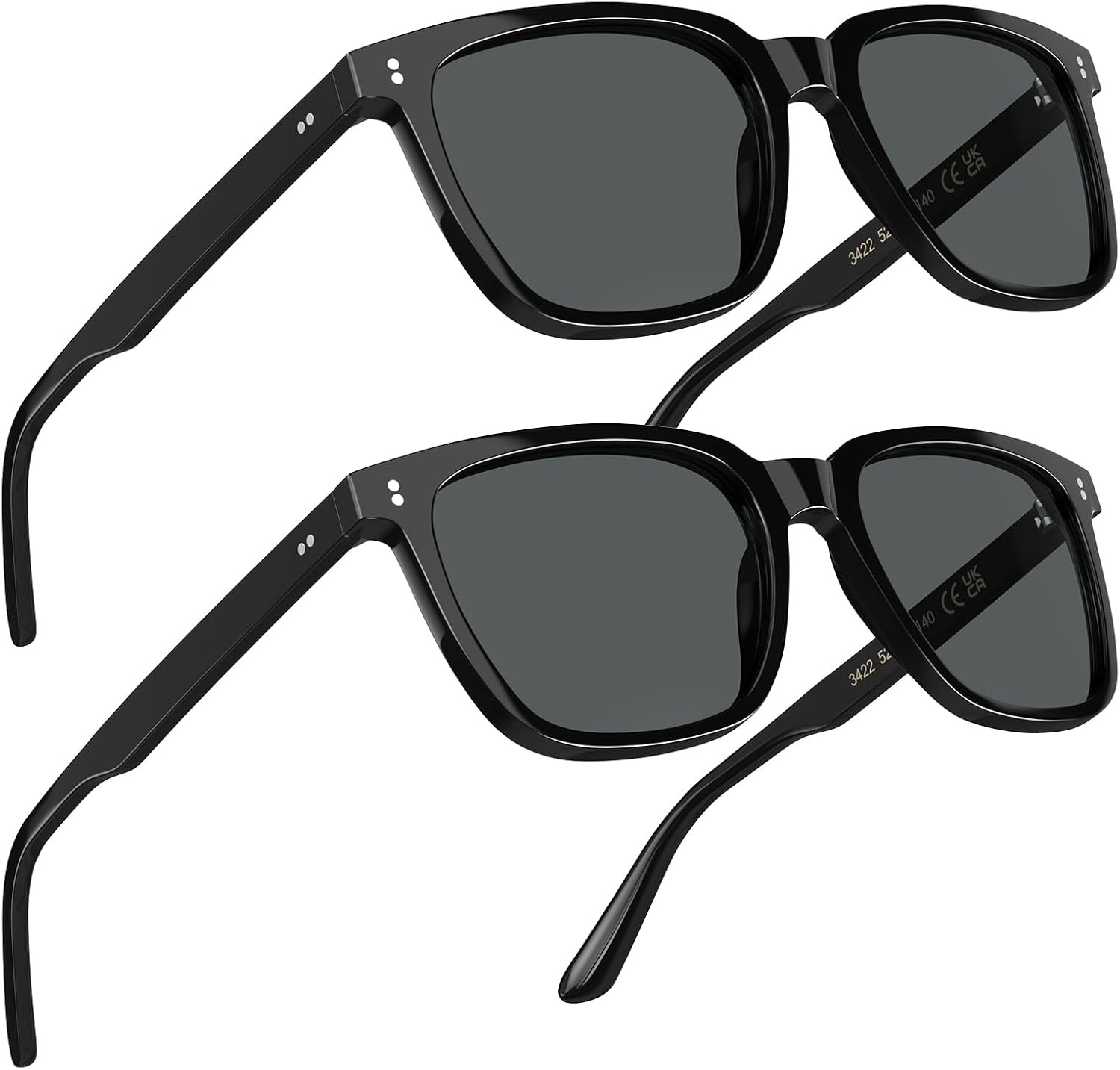 2 Packs Retro Polarized Men's Sunglasses UV Protection for Driving Fishing Hiking Golf Outdoor Classic Sun Glasses
