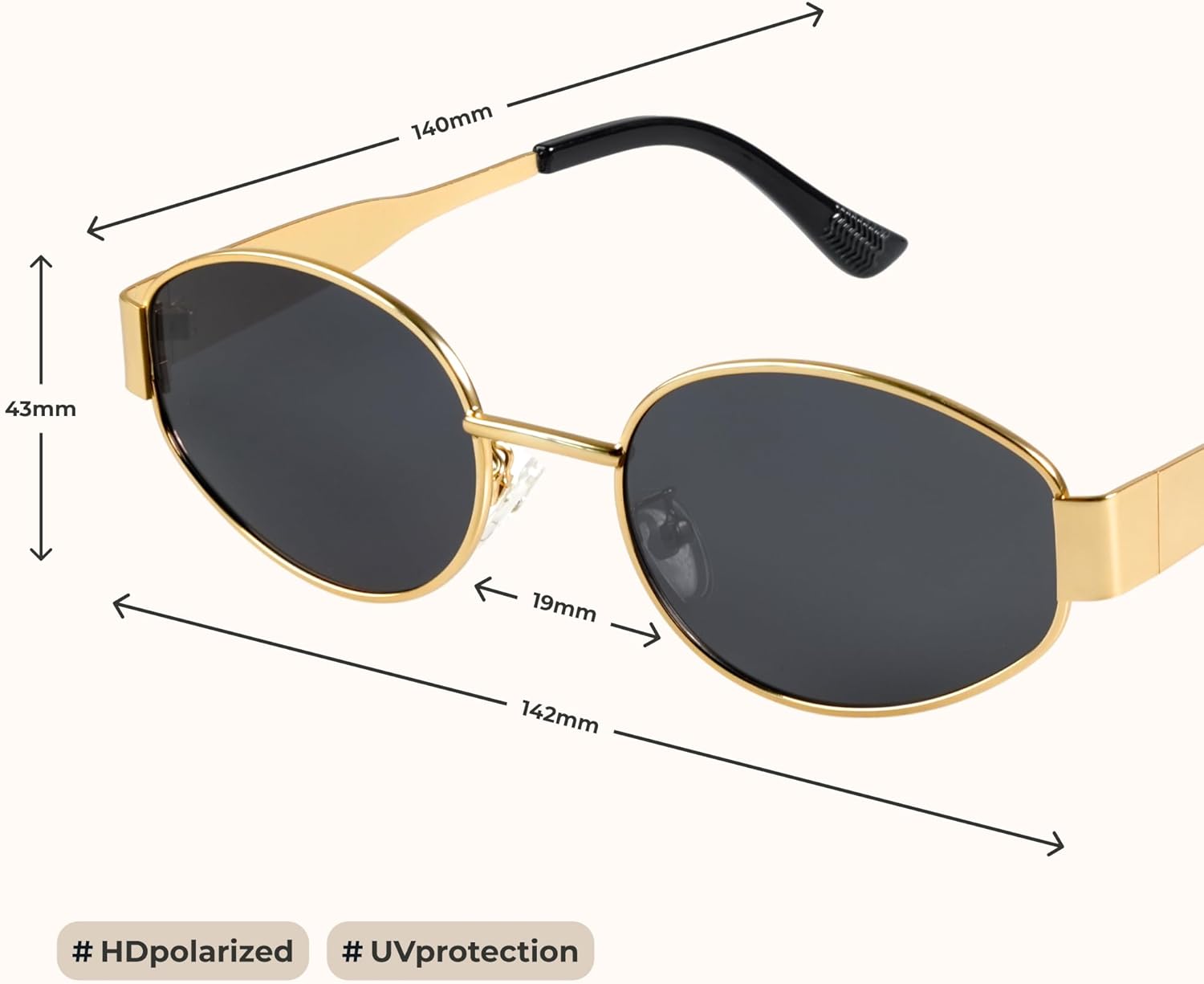 2025 Trendy Oval Sunglasses - Stylish Polarized Shades for Everyday - Retro Metal Frames