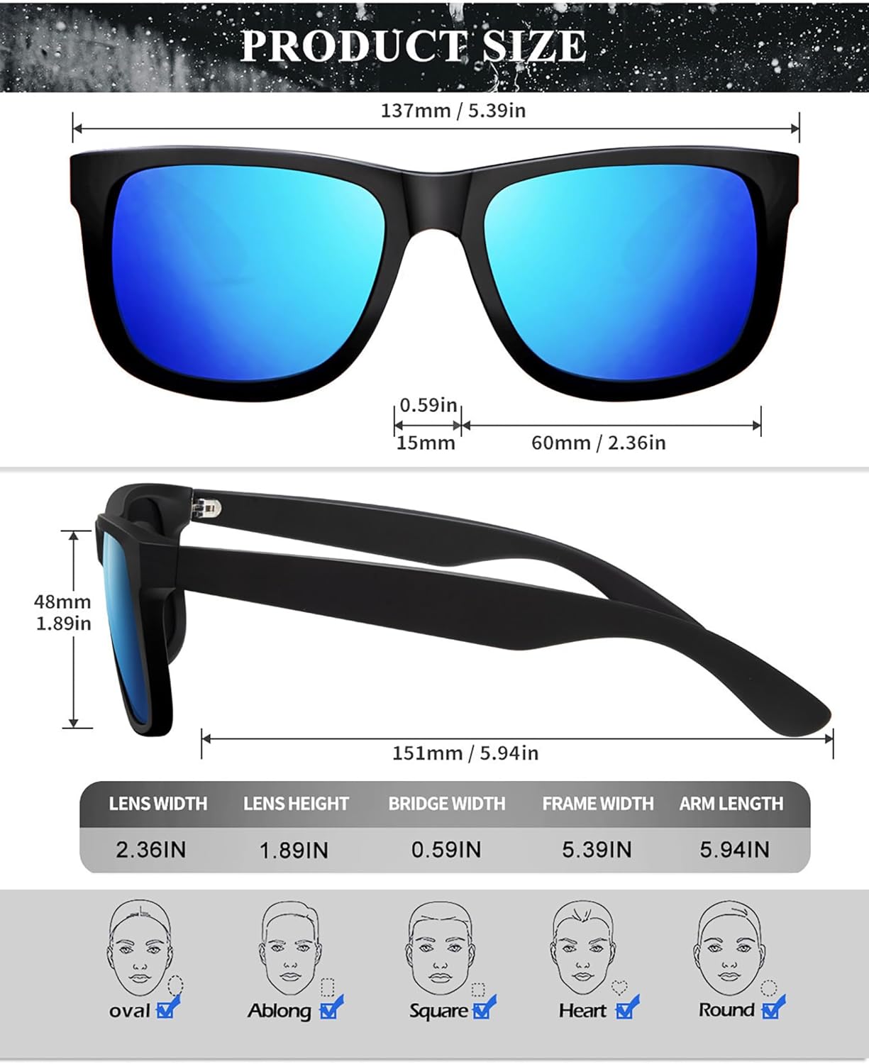 Mens-Sunglasses Polarized Sunglasses Men: Classic Sunglasses for men with UV Protection Driving Fishing Golf