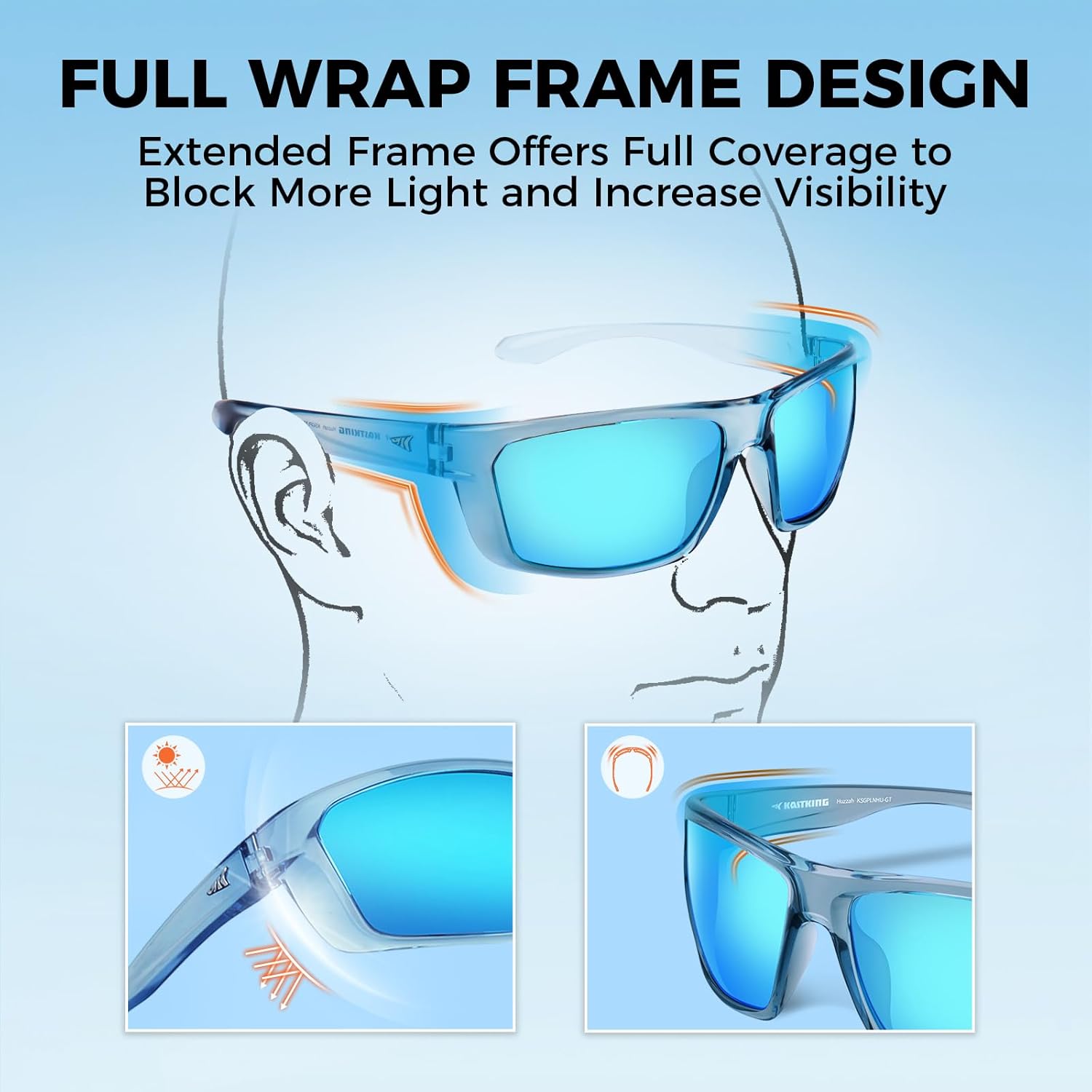 Huzzah Polarized Sport Sunglasses for Men and Women, Ideal for Driving Fishing Cycling and Running,UV Protection