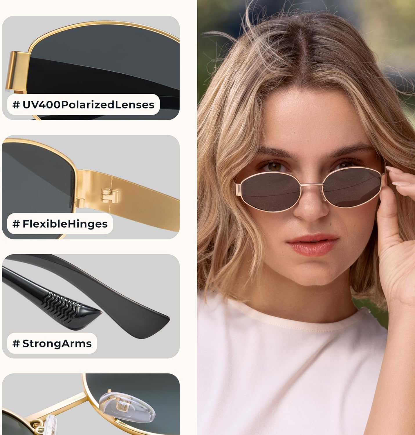 2025 Trendy Oval Sunglasses - Stylish Polarized Shades for Everyday - Retro Metal Frames