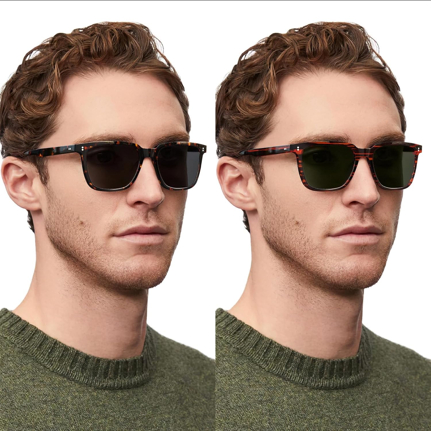 2 Packs Retro Polarized Men's Sunglasses UV Protection for Driving Fishing Hiking Golf Outdoor Classic Sun Glasses