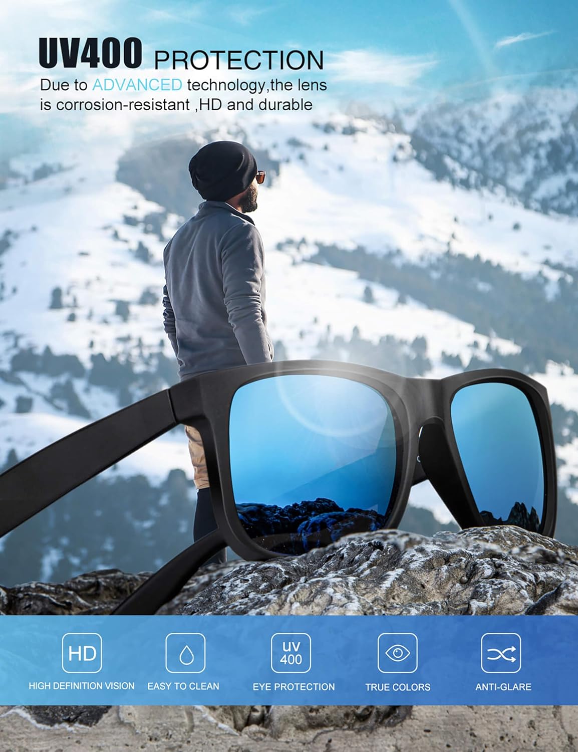 Mens-Sunglasses Polarized Sunglasses Men: Classic Sunglasses for men with UV Protection Driving Fishing Golf