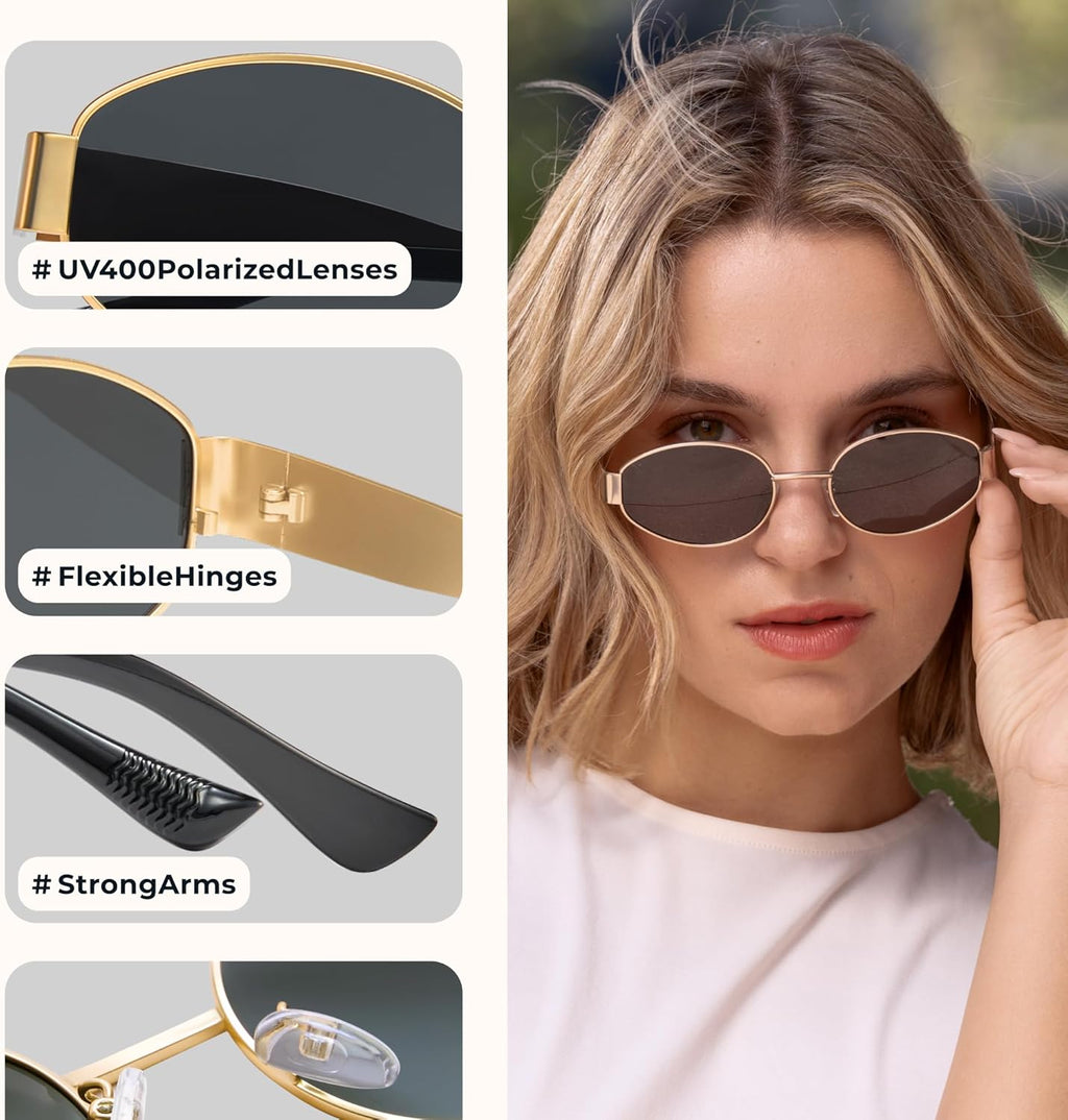 2025 Trendy Oval Sunglasses - Stylish Polarized Shades for Everyday - Retro Metal Frames